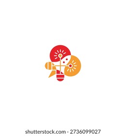 Rocket made of two light bulbs creative logo.