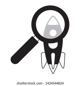 rocket magnifier glass send email vector illustration