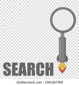 rocket magnifying glass in flat design grey colour