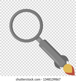rocket magnifying glass in flat design grey colour