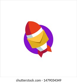 Rocket Mail Email Letter Envelope Delivery Fast Isolated Logo Vector 