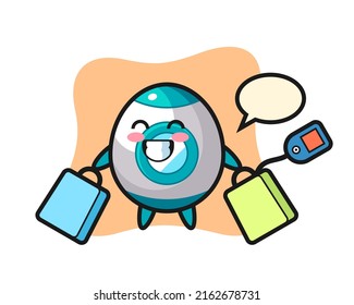 rocket mascot cartoon holding a shopping bag , cute style design for t shirt, sticker, logo element