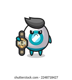 rocket mascot character as a MMA fighter with the champion belt , cute style design for t shirt, sticker, logo element