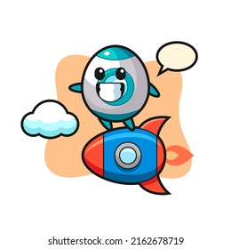 rocket mascot character riding a rocket , cute style design for t shirt, sticker, logo element