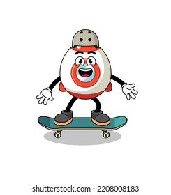 rocket mascot playing a skateboard , character design