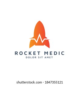 rocket and medical negative space logo design