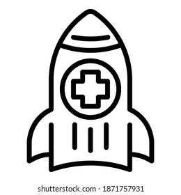 Rocket medicine icon. Outline rocket medicine vector icon for web design isolated on white background
