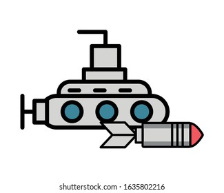 rocket military force with submarine vector illustration design