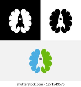 Rocket Mind Brain Boost Icon Logo