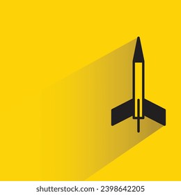 rocket and missile icon with shadow on yellow background