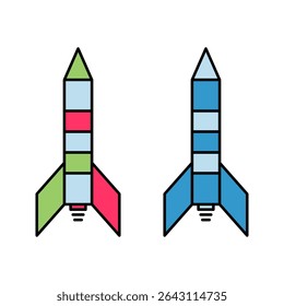 rocket missile icon vector colorful isolated on white background