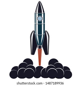 Rocket. Missile launch. Vector illustration