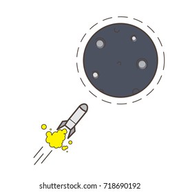 Rocket Missile Moving Forward to Venus Planet Vector Illustration