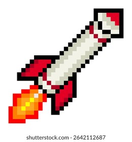  Rocket missile in pixel art style