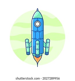 Modelo de cohetes en una ilustración de diseño plano