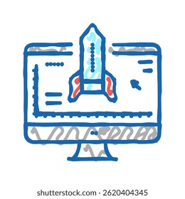 rocket modeling computer program doodle icon sketch vector. rocket modeling computer program sign. isolated symbol illustration
