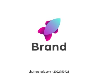 rocket modern 3D logo, combination rocket with 3d logo