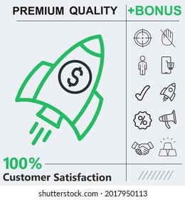 Rocket, money, start up icon graphic elements for your work