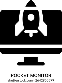Rocket Monitor and Startup Launch Progress Icon Design
