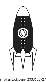 Rocket monochrome flat vector object. Editable black and white thin line icon on white background. Flying starship for space research. Simple cartoon clip art spot illustration for web graphic design