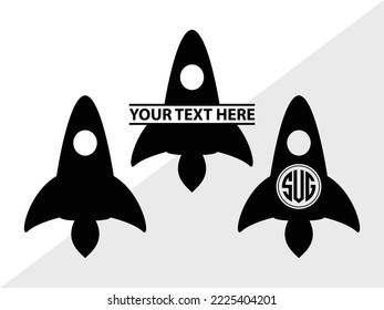 Rocket Monogram Printable Vector Illustration