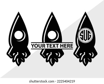 Rocket Monogram Printable Vector Illustration