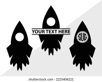 Rocket Monogram Printable Vector Illustration