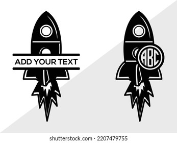 Rocket Monogram SVG Printable Vector Illustration