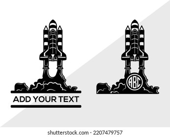 Rocket Monogram SVG Printable Vector Illustration