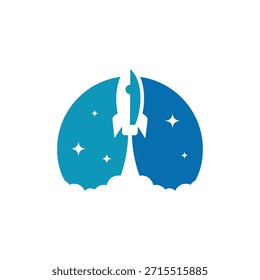 Modelo de design de logotipo abstrato de lua de foguete