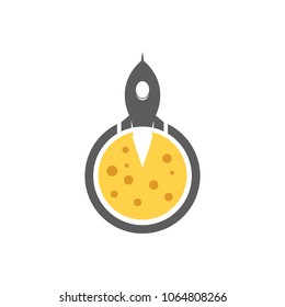 Rocket Moon Cheese Launch to Space Logo Symbol