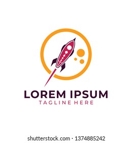 Rocket moon color logo vector