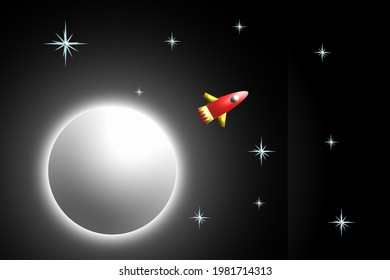 Rocket to the moon in eps view.