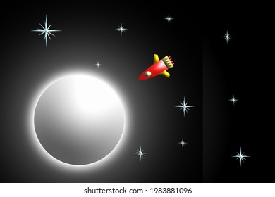 Rocket to the moon in eps view.