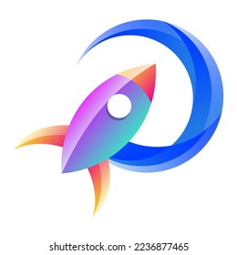 Inspiraciones en el diseño del logotipo del icono de luna de cohete