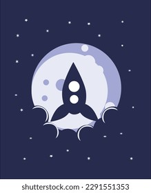 rocket to the moon ilustration vektor
