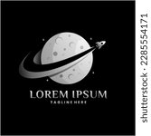 rocket moon logo design element