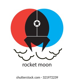 Rocket Moon Logo Icon, illustration vector