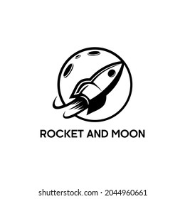 Rocket Moon Logo Silhouette Vector Illustration