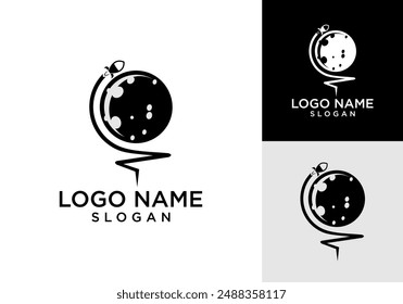 rocket moon logo vector design