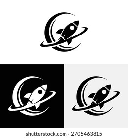 Ilustración del icono del Vector del logotipo de Rocket Moon