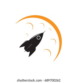rocket moon vector logo silhouette