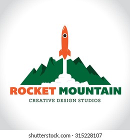 Rocket Mountain Vector Logo Template.