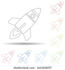 Rocket in multi color style icon. Simple thin line, outline vector of programming icons for ui and ux, website or mobile application