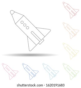 Rocket in multi color style icon. Simple thin line, outline vector of space icons for ui and ux, website or mobile application