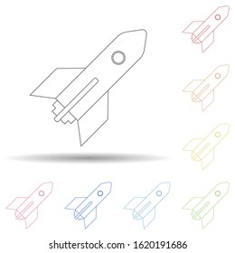 Rocket in multi color style icon. Simple thin line, outline vector of space icons for ui and ux, website or mobile application