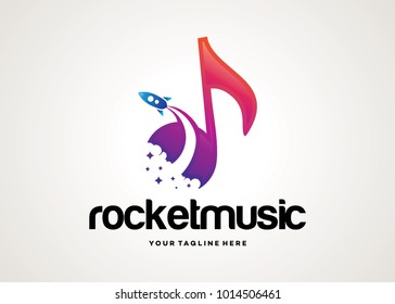 Rocket Music Logo Template Design Vector, Emblem, Design Concept, Creative Symbol