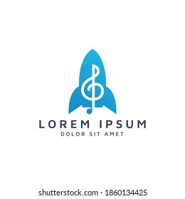 rocket and music negative space logo design