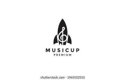 rocket with music note logo vector symbol icon design graphic illustration