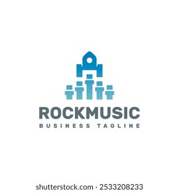 design de logotipo de vetor de música de foguete